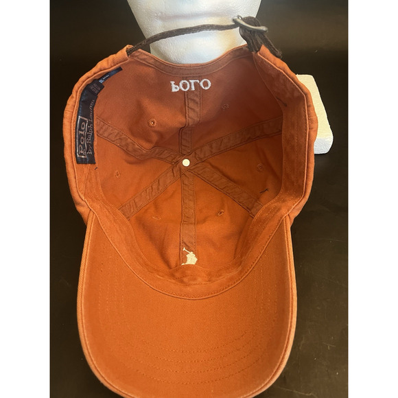 Polo Ralph Lauren | Baseball Hat | Burnt Orange | Leather OSFM Strap | VTG | GUC - Picture 6 of 7
